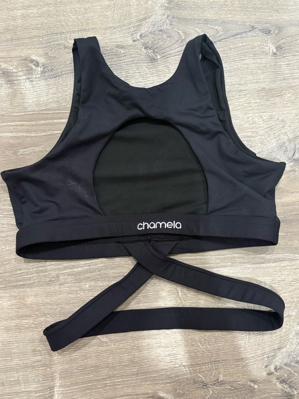 Chamela Black Sports Bra with Strappy Back